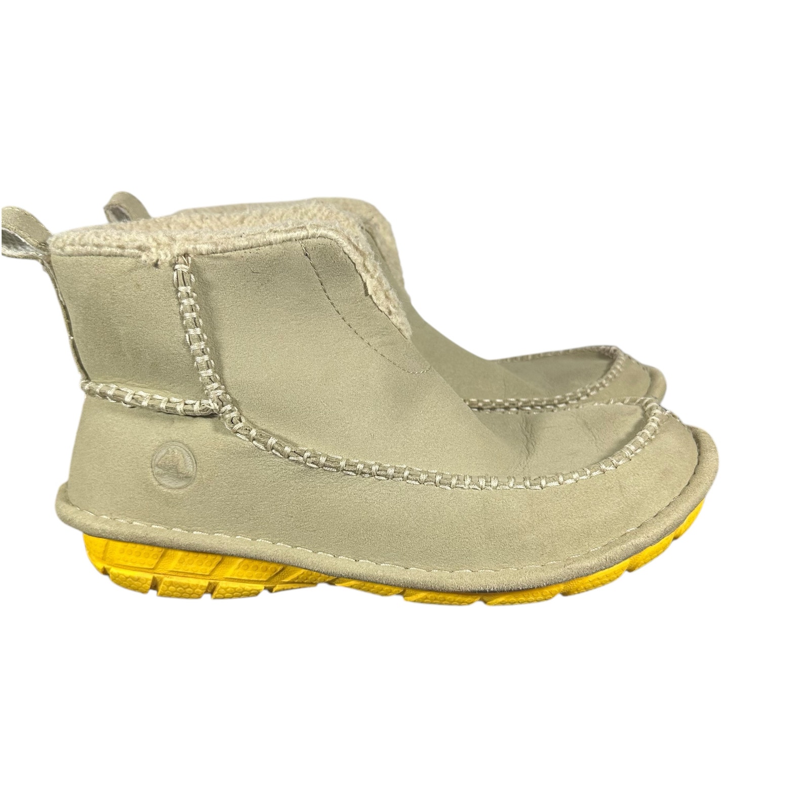 Crocs Crocassin Boots M5 W7 Beige Suede Fur Lined Slip On Winter